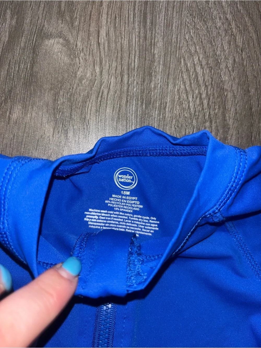 wonder nation Short-Sleeve Blue Front-Zip Rashguard